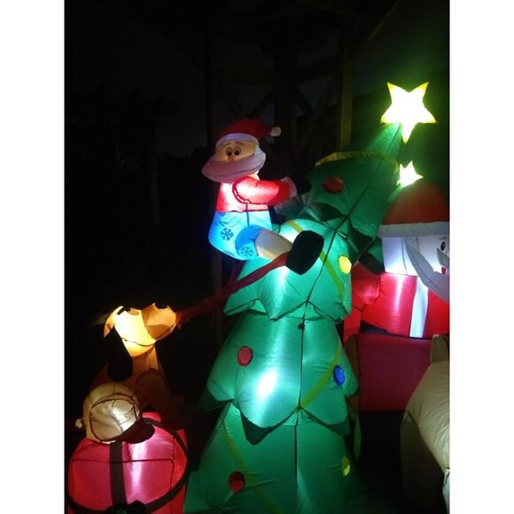 🆕6FT Christmas Inflatables Dog Chase Santa Winter Holiday Outdoor Decorations - Picture 2 of 9